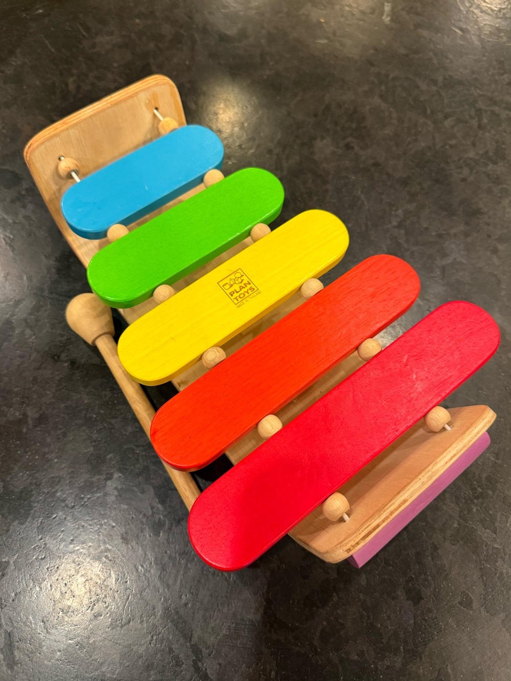 PlanToys Oval Wooden Xylophone Rainbow Musical Toy With Mallet